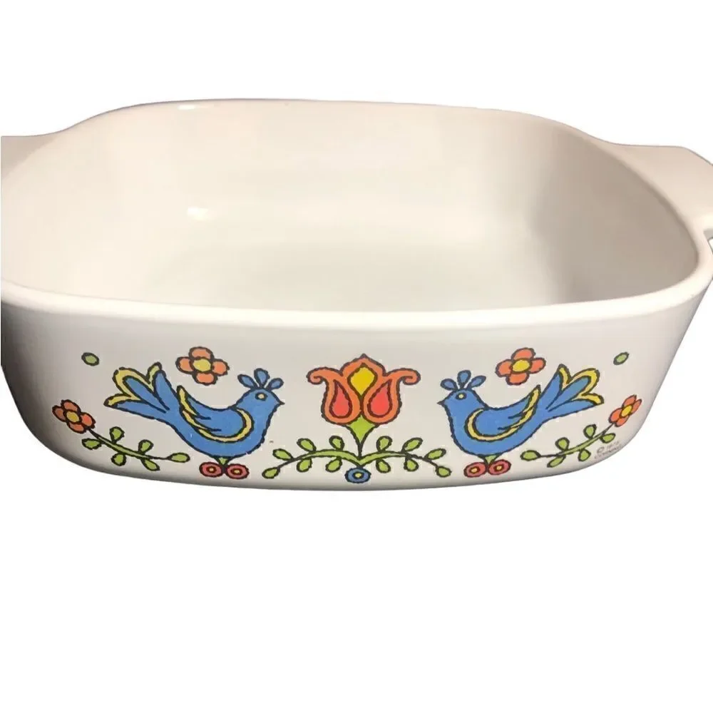 Corningware Bluebirds Countr Festival Square 2 Quart Casserole Dish Without Lid